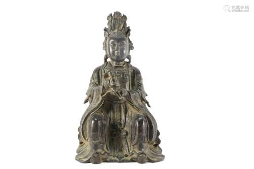 Bronze GuanYin with Child Figure Statue
