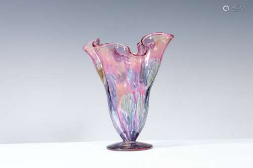 Pastel Hand Painted Glass Vase By Nouveau Art