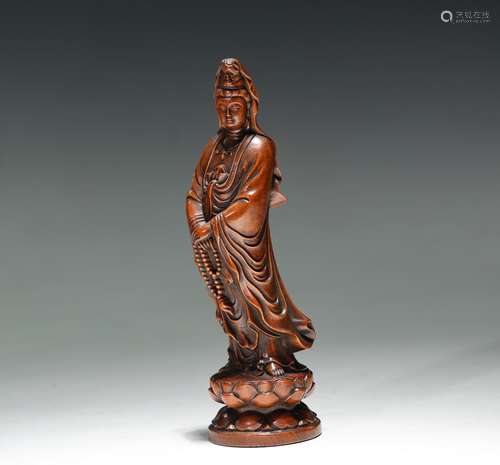 Boxwood GuanYin Figure