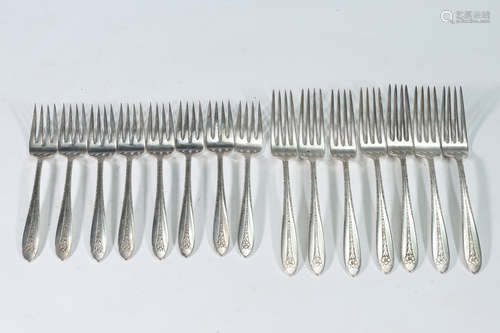 Set Of 8 Salad Forks And 7 Dinner Forks Margaret Rose By Nat...