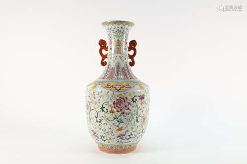 Famille Rose Flower Pattern Porcelain Vase