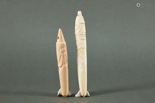 Pair of Chicken Bone White Jade Stick Ornament