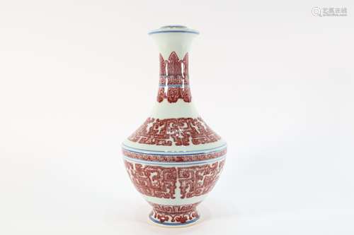 Red in Glazed Dragon Pattern Porcelain Vase