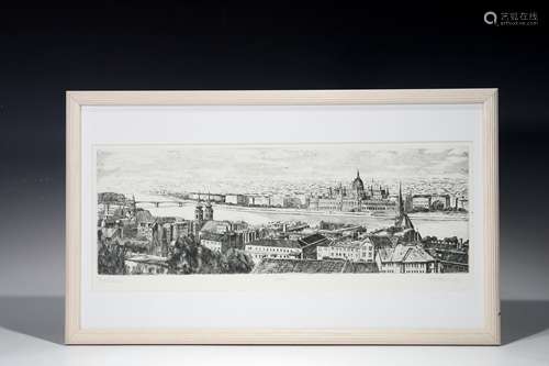 Parliament Building On the Daube River In Budapest Signed Ru...