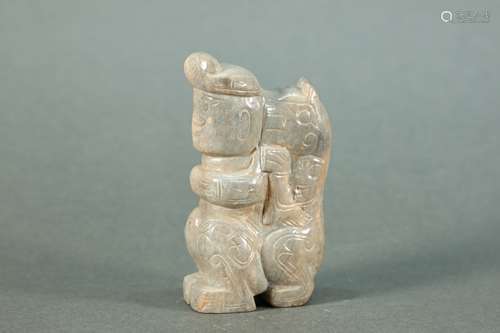 Jade Man with Tiger Figure