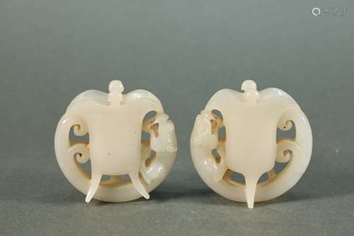 Pair of Jade Cup Shape Pendant