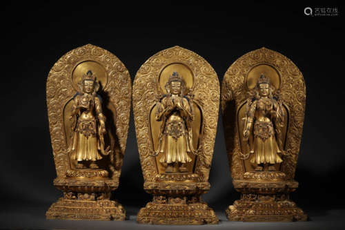 A Set Of Gilt Bronze Trydhva-Buddha