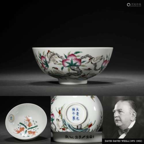A Famille Rose Fish And Grass Nine-Peaches Bowl, Guangxu Mar...