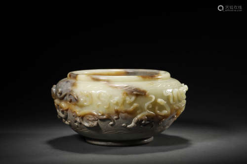 A White And Russet Jade Alms Bowl