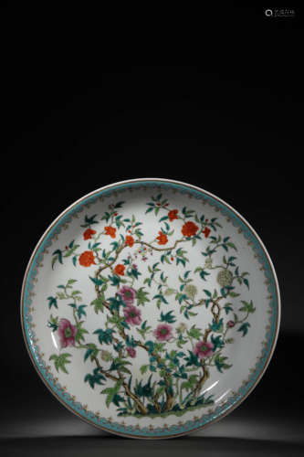 A Famille Rose Flower Plate, Guangxu Mark