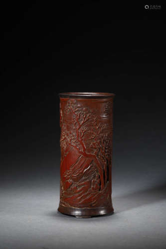 A Bamboo Carved Brush Pot