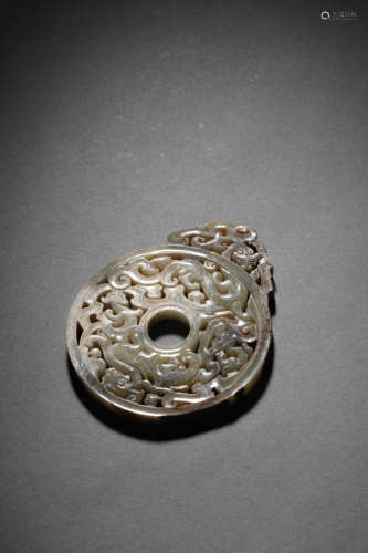 A White Jade Decorated Bi-Disc