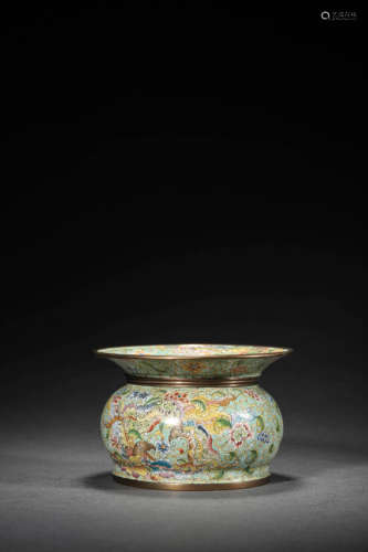 A Bronze Enameled Zhadou Vessel, Qianlong Mark