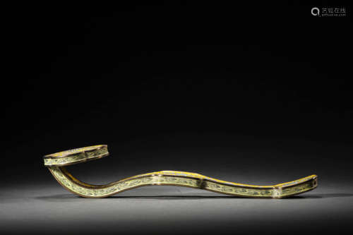 A Bronze Enameled Ruyi Scepter, Qianlong Mark