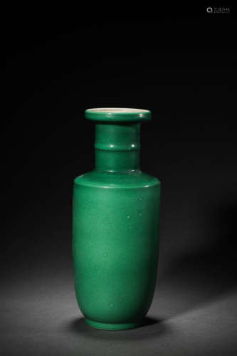 A Green Glaze Rouleau Vase