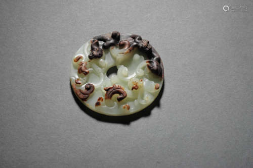 A White And Russet Jade Tiger Bi-Disc