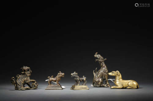 A Set Of Bronze Study Ornaments