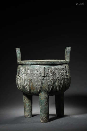 A Bronze Mythical Beast Mask Tripod Censer