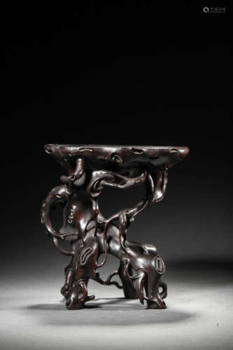 A Red Sandalwood Carved Stand