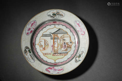 A Guangcai Landscape Figure Plate