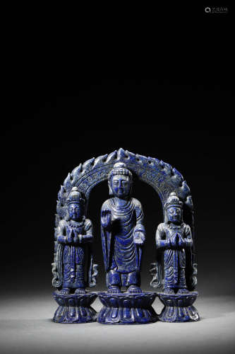 A Triad Of Lapis Lazuli Buddhas