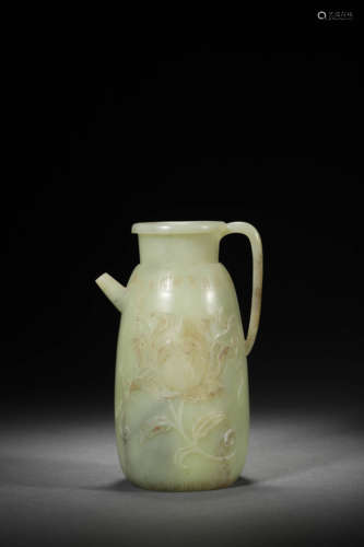 A Jade Flower Kendi Bottle