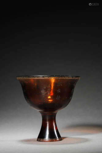 A Glass Inscribed High Stem Cup