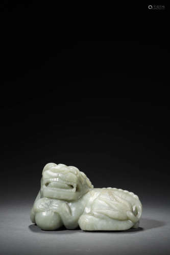 A White Jade Lion Ornament