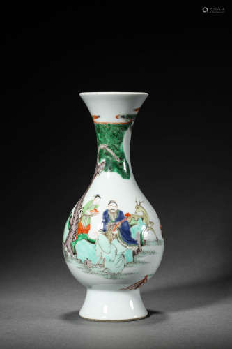 A Famille Rose Glaze figure story vase