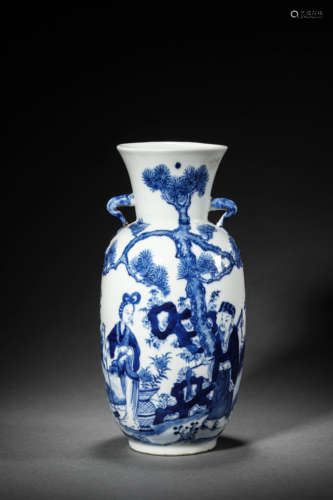 A Blue And White Figure Vase