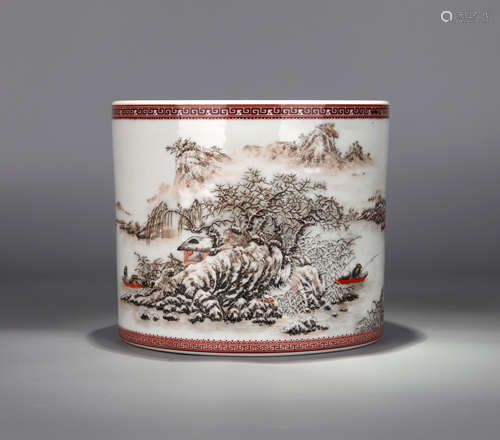 Porcelain pen holder Chinese Qing Dynasty