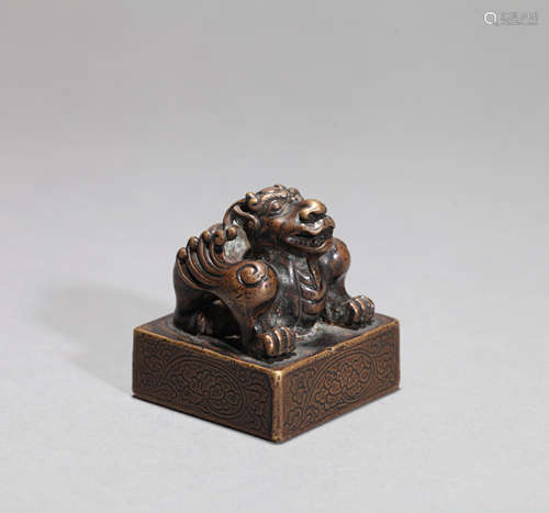 Bronze deity animal seal Chinese Qing Dynasty