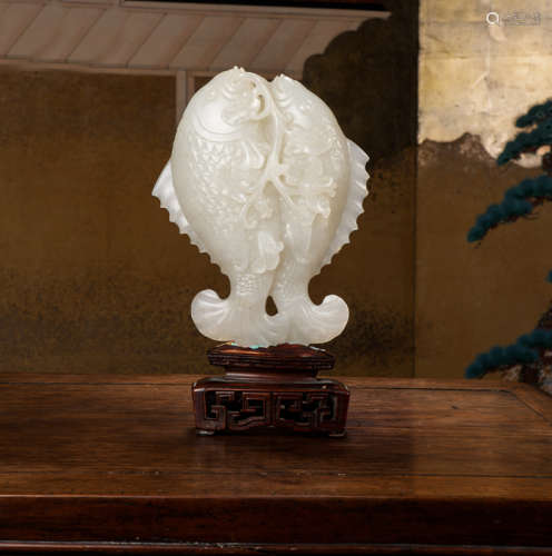 Fish shaped white jade Chinese Qing Dynasty