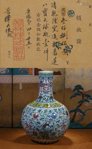 Colored patterned round bottle Chinese Qing Dynasty