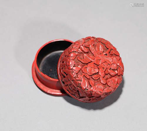 Red lacquer flower box Chinese Qing Dynasty