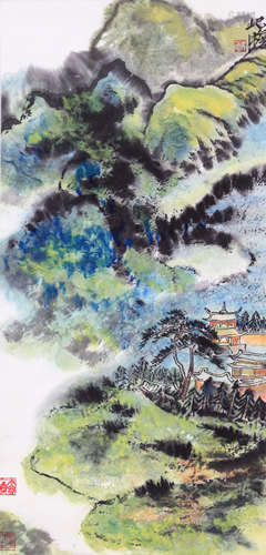 Zhu Qizhan(朱屺瞻)Landscape pattern scroll