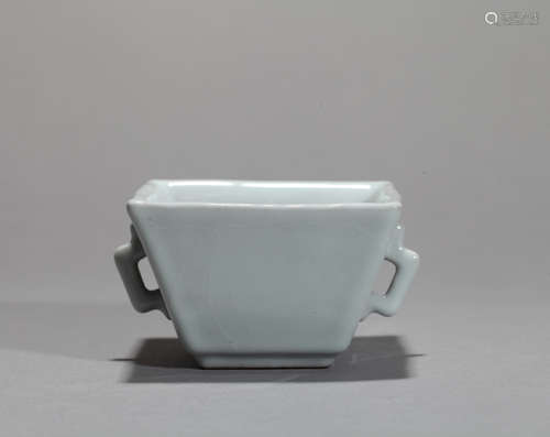 Blue square teacup Chinese Qing Dynasty