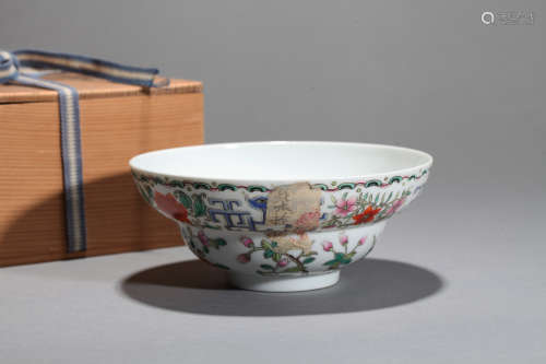 Colorful bowl painted flowers Chinese Qing Dynasty