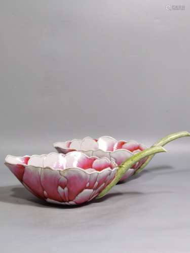Lotus shaped cup two pieces Chinese Qing Dynasty