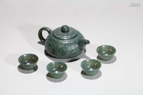 A green jade teapot