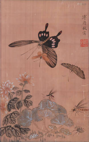 Pu Jingqiu(溥靖秋)Flowers and butterflies