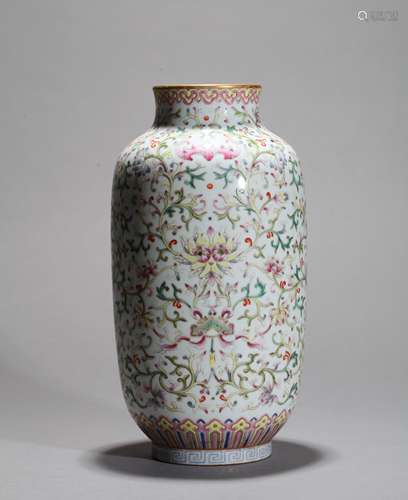 Colorful floral porcelain vase Chinese Qing Dynasty