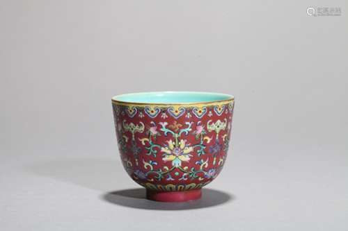 Red flower tea cup Chinese Qing Dynasty