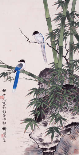 Tian Shiguang(田世光)Bamboo and birds