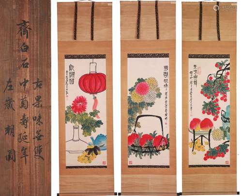 Qi Baishi(齊白石)Three pieces of Chinese painting