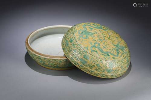 Green dragon pattern lid box Chinese Ming Dynasty