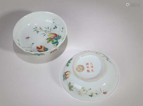 Porcelain plate two pieces Chinese Qing Dynasty