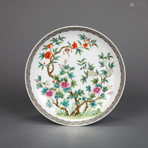 Peony porcelain plate Chinese Qing Dynasty