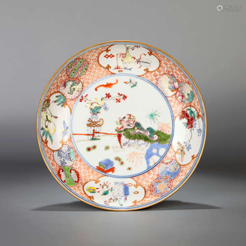 Painted God animal porcelain plate Chinese Qing Dynasty