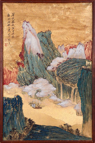 Zhang Daqian(張大千) The golden green landscape